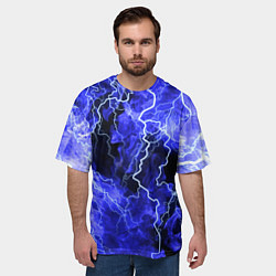 Футболка оверсайз мужская МОЛНИЯ BLUE, цвет: 3D-принт — фото 2