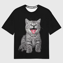Футболка оверсайз мужская Кричащий кот, цвет: 3D-принт