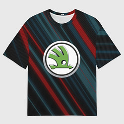 Футболка оверсайз мужская Шкода большое лого, цвет: 3D-принт