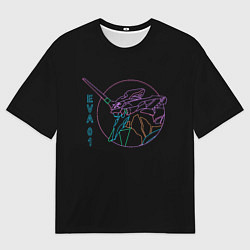 Мужская футболка оверсайз Eva 01, Vaporwave, Evangelion