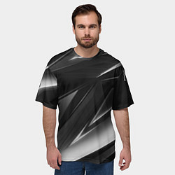 Футболка оверсайз мужская GEOMETRY STRIPES BLACK & WHITE, цвет: 3D-принт — фото 2