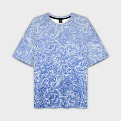 Мужская футболка оверсайз Волны на голубом фоне