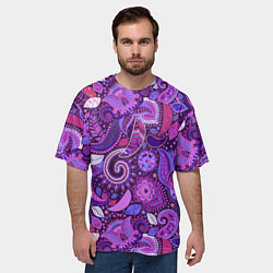 Футболка оверсайз мужская Фиолетовый этнический дудлинг, цвет: 3D-принт — фото 2