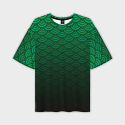 Футболка оверсайз мужская Узор зеленая чешуя дракон, цвет: 3D-принт