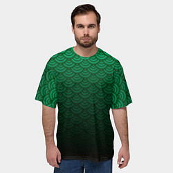 Футболка оверсайз мужская Узор зеленая чешуя дракон, цвет: 3D-принт — фото 2