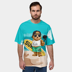 Футболка оверсайз мужская Медвежонок серфер, цвет: 3D-принт — фото 2