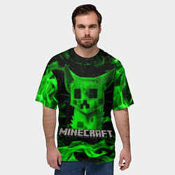 Футболка оверсайз мужская MINECRAFT CREEPER CAT, цвет: 3D-принт — фото 2