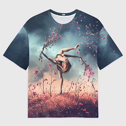 Мужская футболка оверсайз Танцующая с цветами ведьма