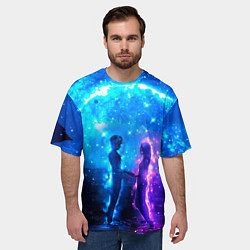 Футболка оверсайз мужская Внеземная пара луна ночь, цвет: 3D-принт — фото 2