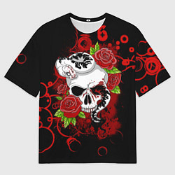 Мужская футболка оверсайз Череп и змея