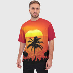 Футболка оверсайз мужская Пальмы на фоне моря, цвет: 3D-принт — фото 2