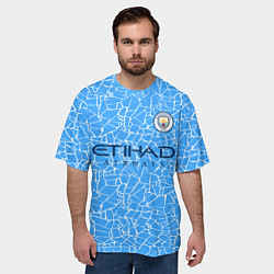 Футболка оверсайз мужская Manchester City 2021 Home Kit, цвет: 3D-принт — фото 2