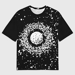 Футболка оверсайз мужская Каллиграфия на чёрном фоне, цвет: 3D-принт