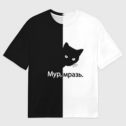 Футболка оверсайз мужская Черный кот, цвет: 3D-принт