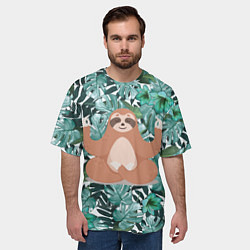 Футболка оверсайз мужская Ленивец Йог, цвет: 3D-принт — фото 2