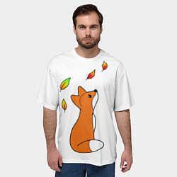 Футболка оверсайз мужская Лиса С Листиками, цвет: 3D-принт — фото 2