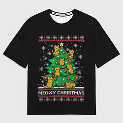 Футболка оверсайз мужская Meowy christmas, цвет: 3D-принт