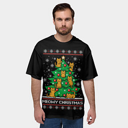 Футболка оверсайз мужская Meowy christmas, цвет: 3D-принт — фото 2