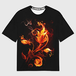 Мужская футболка оверсайз Огненный цветок