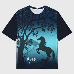 Футболка оверсайз мужская Конь, цвет: 3D-принт
