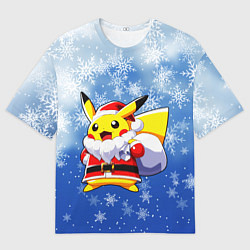 Футболка оверсайз мужская НОВОГОДНИЙ ПИКАЧУ, цвет: 3D-принт