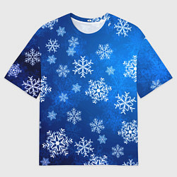 Мужская футболка оверсайз Новый Год Снежинки