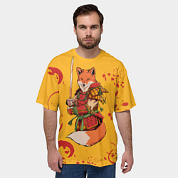 Футболка оверсайз мужская Лис Самурай, цвет: 3D-принт — фото 2