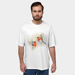 Футболка оверсайз мужская Снегири, цвет: 3D-принт — фото 2
