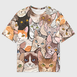 Футболка оверсайз мужская Котики, цвет: 3D-принт