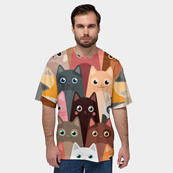 Футболка оверсайз мужская Котики мультяшные, цвет: 3D-принт — фото 2