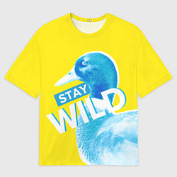 Футболка оверсайз мужская Оставайся диким - селезень, цвет: 3D-принт