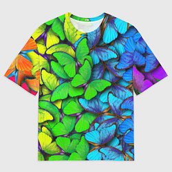 Мужская футболка оверсайз Радужные бабочки