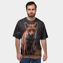 Футболка оверсайз мужская Хищная лисица, цвет: 3D-принт — фото 2