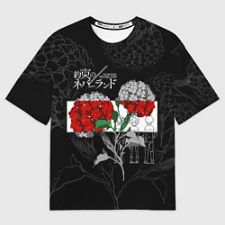 Мужская футболка оверсайз Обещанный Неверленд Цветы Вида