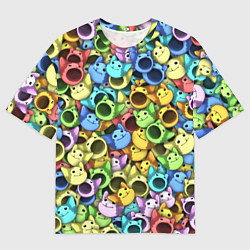 Мужская футболка оверсайз Цветные Поп Котики