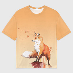 Футболка оверсайз мужская Акварельная лиса задумчивости, цвет: 3D-принт