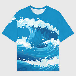 Футболка оверсайз мужская Волны, цвет: 3D-принт