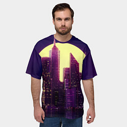 Футболка оверсайз мужская Неоновый город, цвет: 3D-принт — фото 2