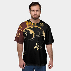 Футболка оверсайз мужская Узор - Хохлома, цвет: 3D-принт — фото 2