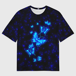 Футболка оверсайз мужская Неоновые бабочки, цвет: 3D-принт