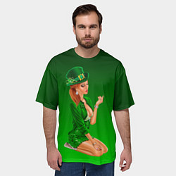 Футболка оверсайз мужская Девушка лепрекон в зеленом, цвет: 3D-принт — фото 2