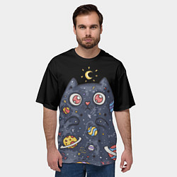 Футболка оверсайз мужская КОСМИЧЕСКИЙ КОТ, цвет: 3D-принт — фото 2