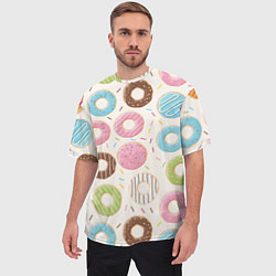 Футболка оверсайз мужская Пончики Donuts, цвет: 3D-принт — фото 2