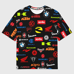 Футболка оверсайз мужская Motorcycle pattern Мото паттерн Z, цвет: 3D-принт