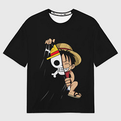 Мужская футболка оверсайз ONE PIECE ЛУФФИ ЧЕРЕП СИМВОЛ