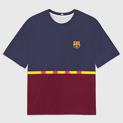 Футболка оверсайз мужская FC Barcelona Flag and team Logo 202122, цвет: 3D-принт