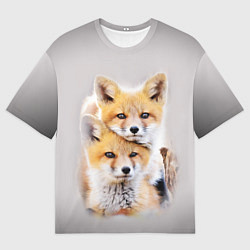 Футболка оверсайз мужская Лисята, цвет: 3D-принт