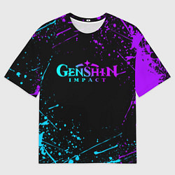 Мужская футболка оверсайз GENSHIN IMPACT NEON LOGO