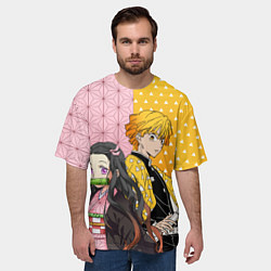 Футболка оверсайз мужская ЗЕНИЦУ И НЕЗУКА КЛИНОК, цвет: 3D-принт — фото 2