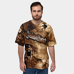 Футболка оверсайз мужская JUDAS PRIEST SCREAM, цвет: 3D-принт — фото 2
